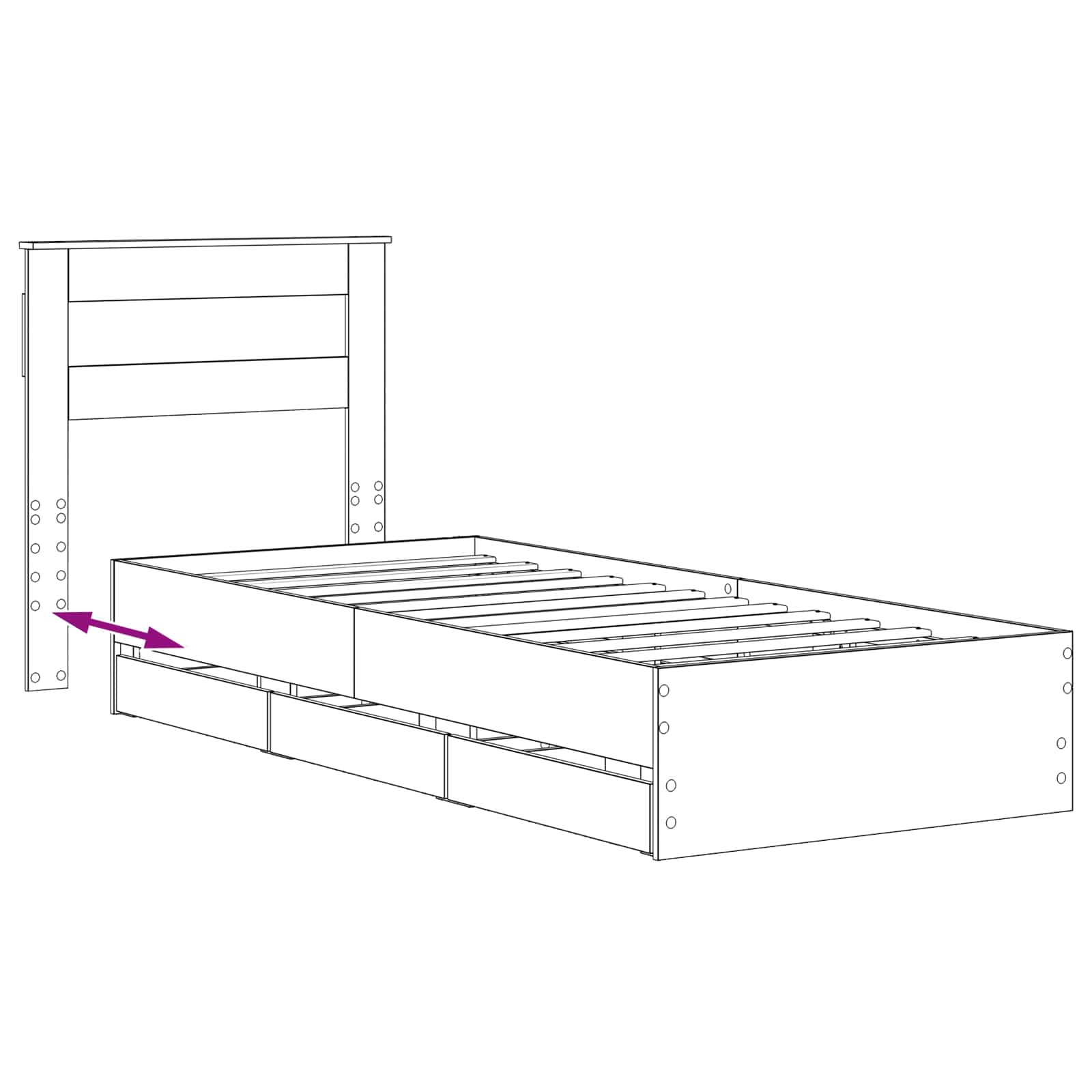 Bed Frame with Storage and Headboard Artisan Oak 90 x 200 cm