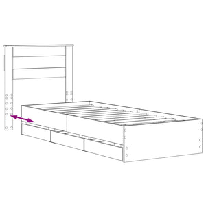 Bed Frame with Storage and Headboard Artisan Oak 90 x 200 cm