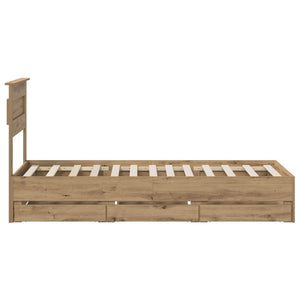 Bed Frame with Storage and Headboard Artisan Oak 90 x 200 cm