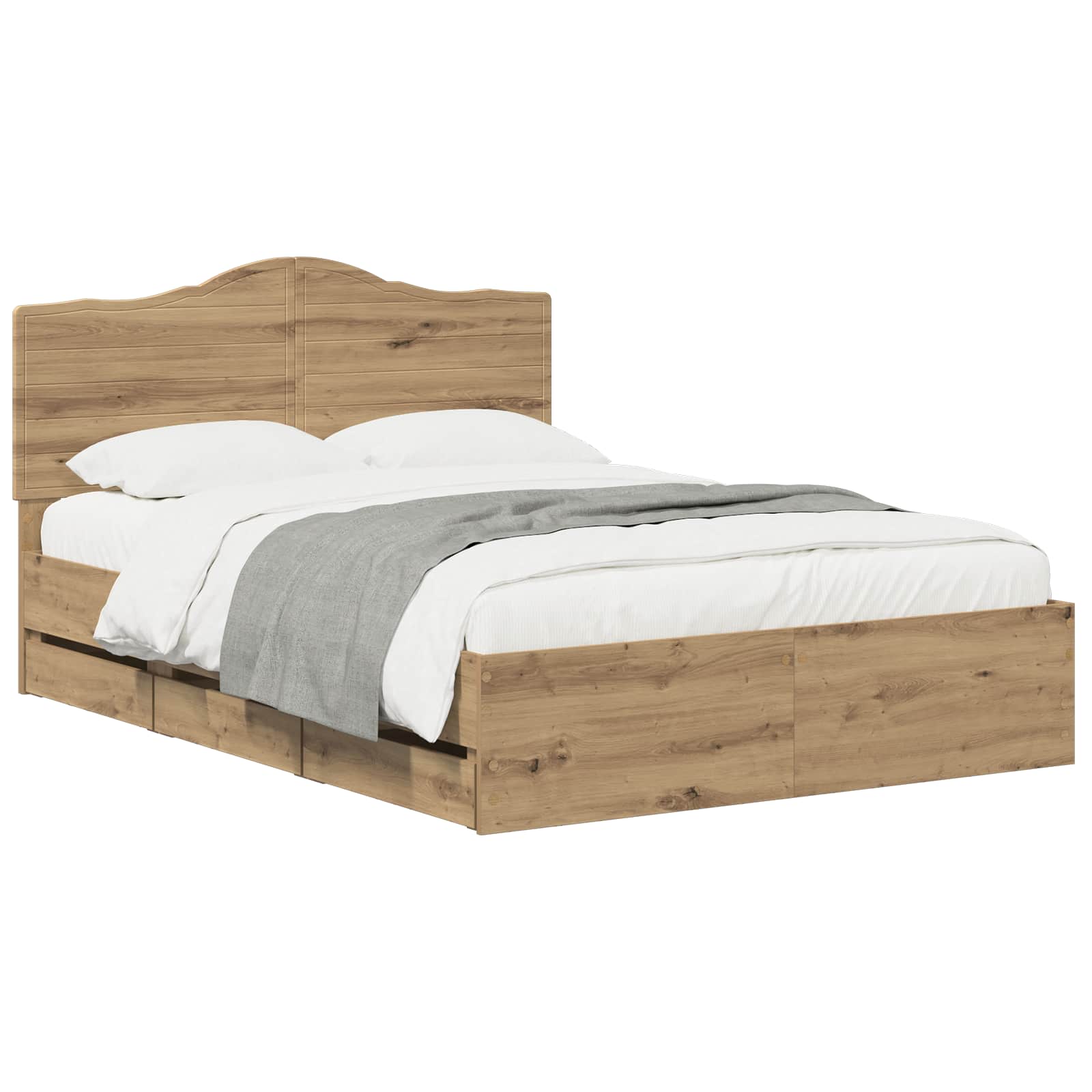 Bed Frame with Storage and Headboard Artisan Oak 140 x 190 cm - Pakobazaar
