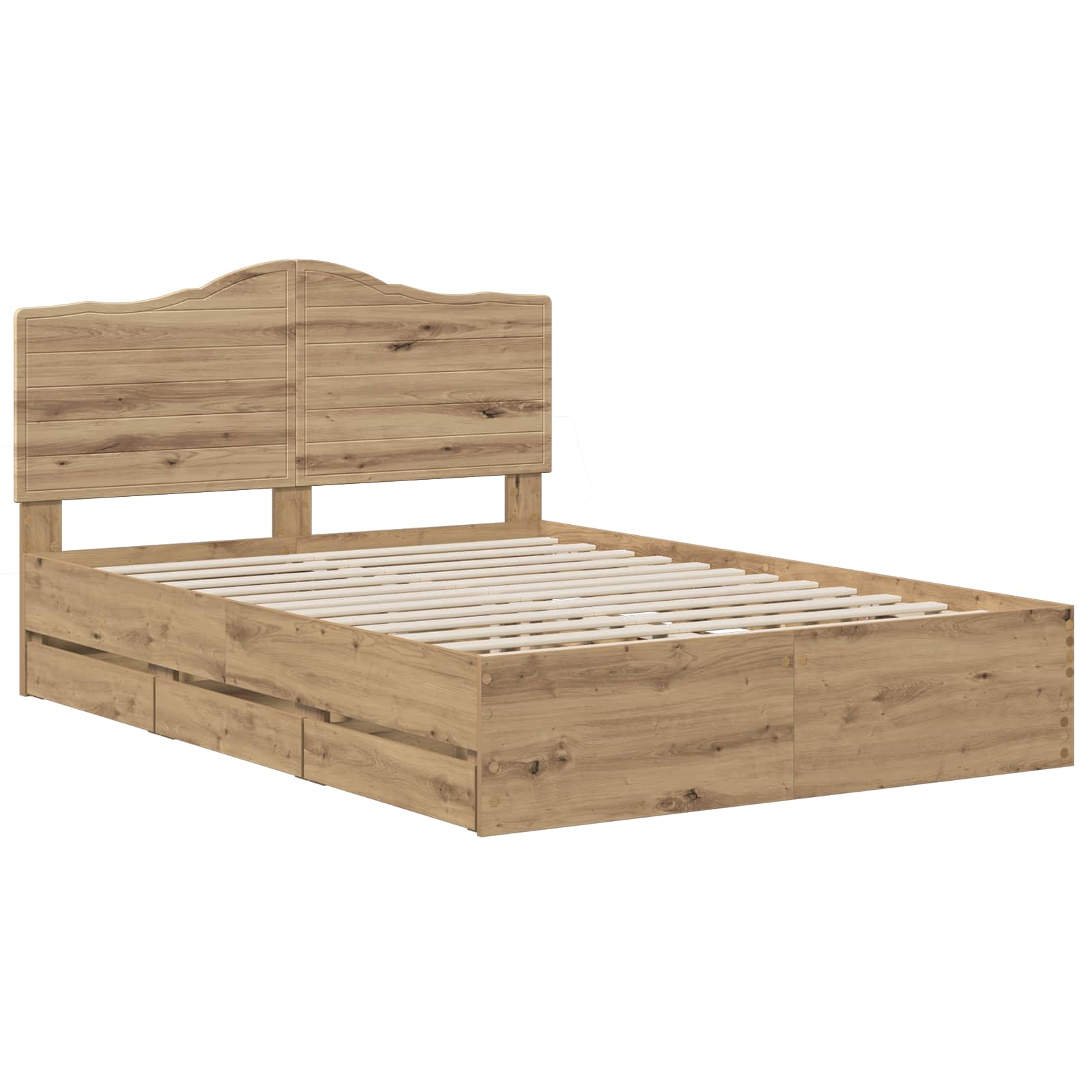 Bed Frame with Storage and Headboard Artisan Oak 140 x 190 cm - Pakobazaar