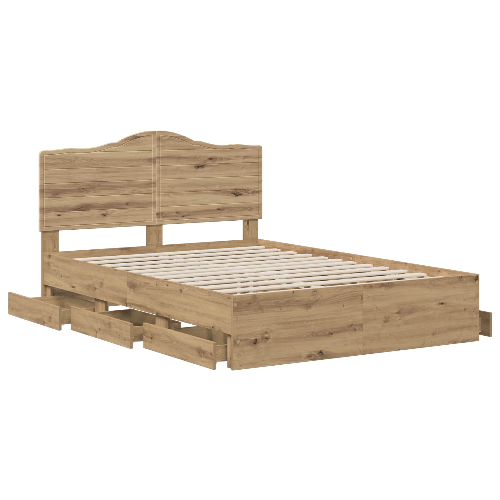 Bed Frame with Storage and Headboard Artisan Oak 140 x 190 cm - Pakobazaar