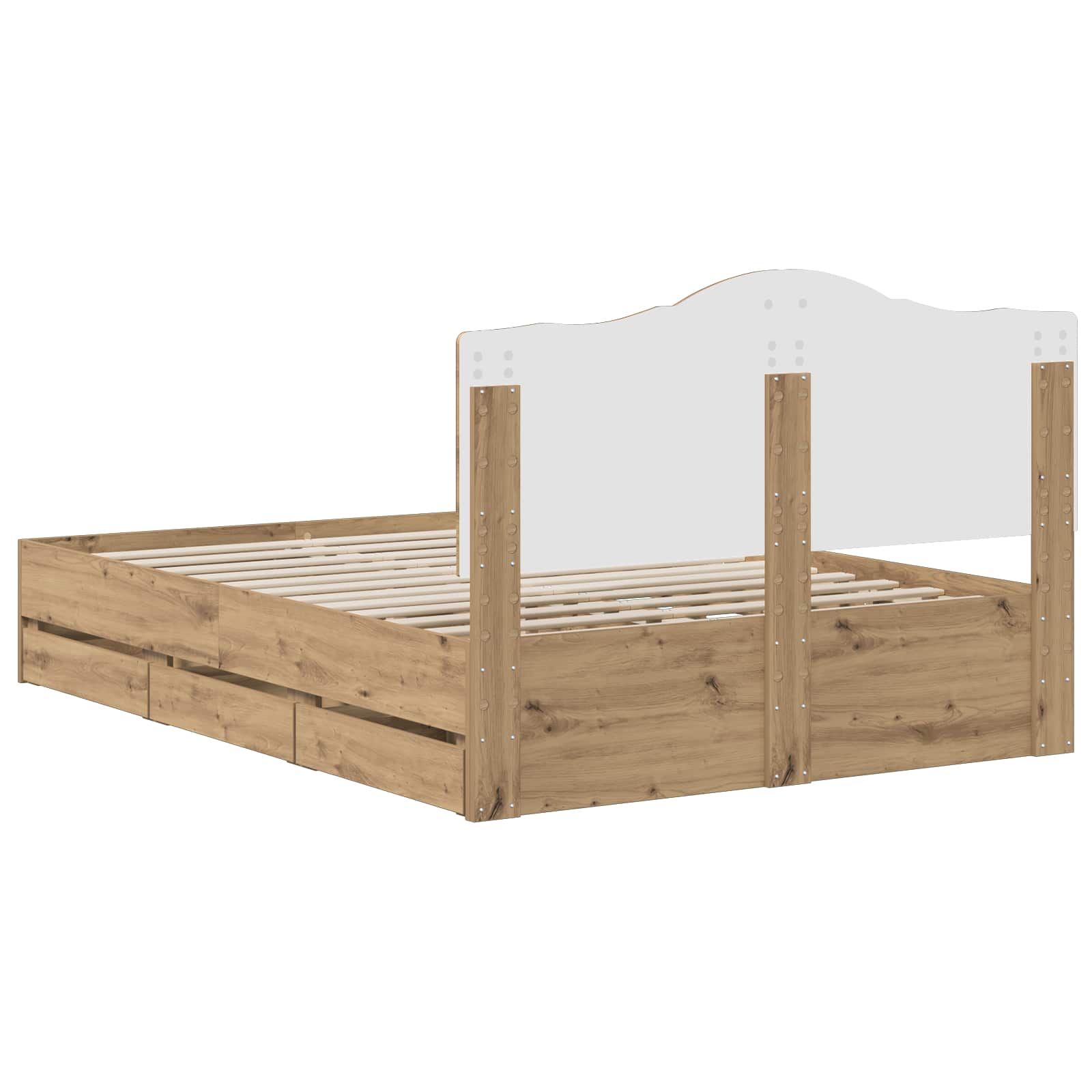 Bed Frame with Storage and Headboard Artisan Oak 140 x 190 cm - Pakobazaar