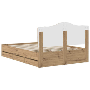 Bed Frame with Storage and Headboard Artisan Oak 140 x 190 cm - Pakobazaar