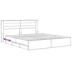 Bed Frame with Storage and Headboard Artisan Oak 180 x 200 cm