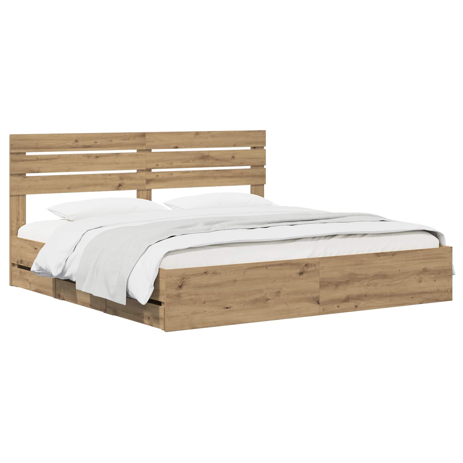 Bed Frame with Storage and Headboard Artisan Oak 180 x 200 cm - Pakobazaar
