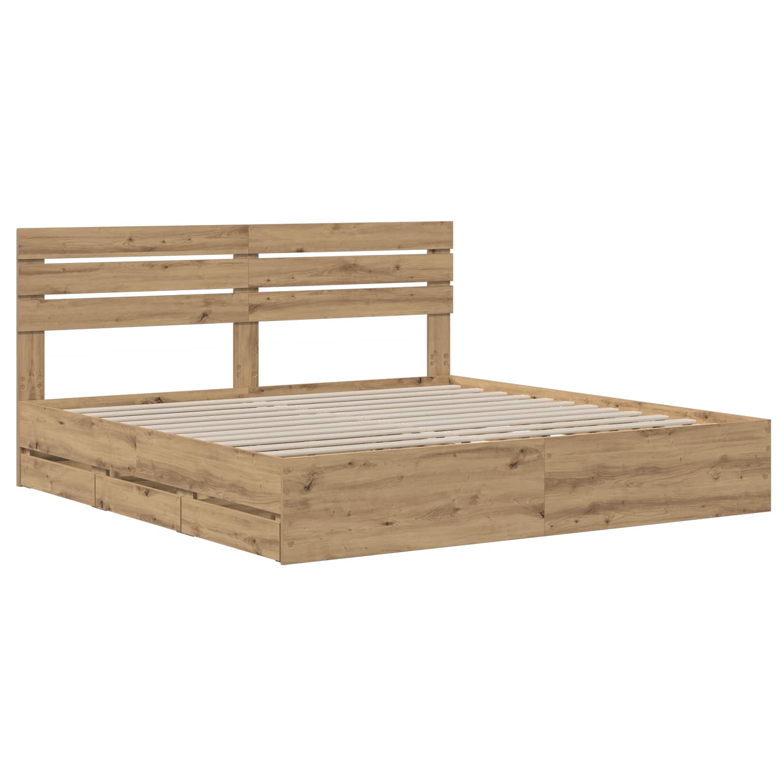 Bed Frame with Storage and Headboard Artisan Oak 180 x 200 cm - Pakobazaar