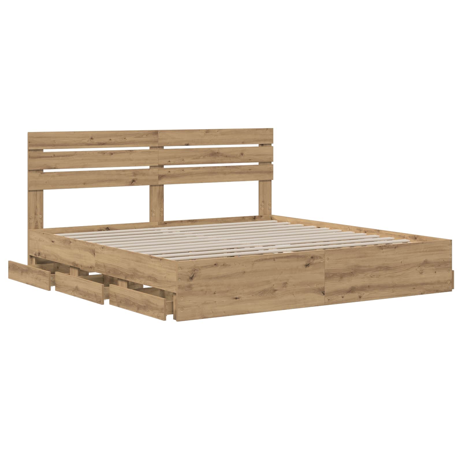 Bed Frame with Storage and Headboard Artisan Oak 180 x 200 cm - Pakobazaar