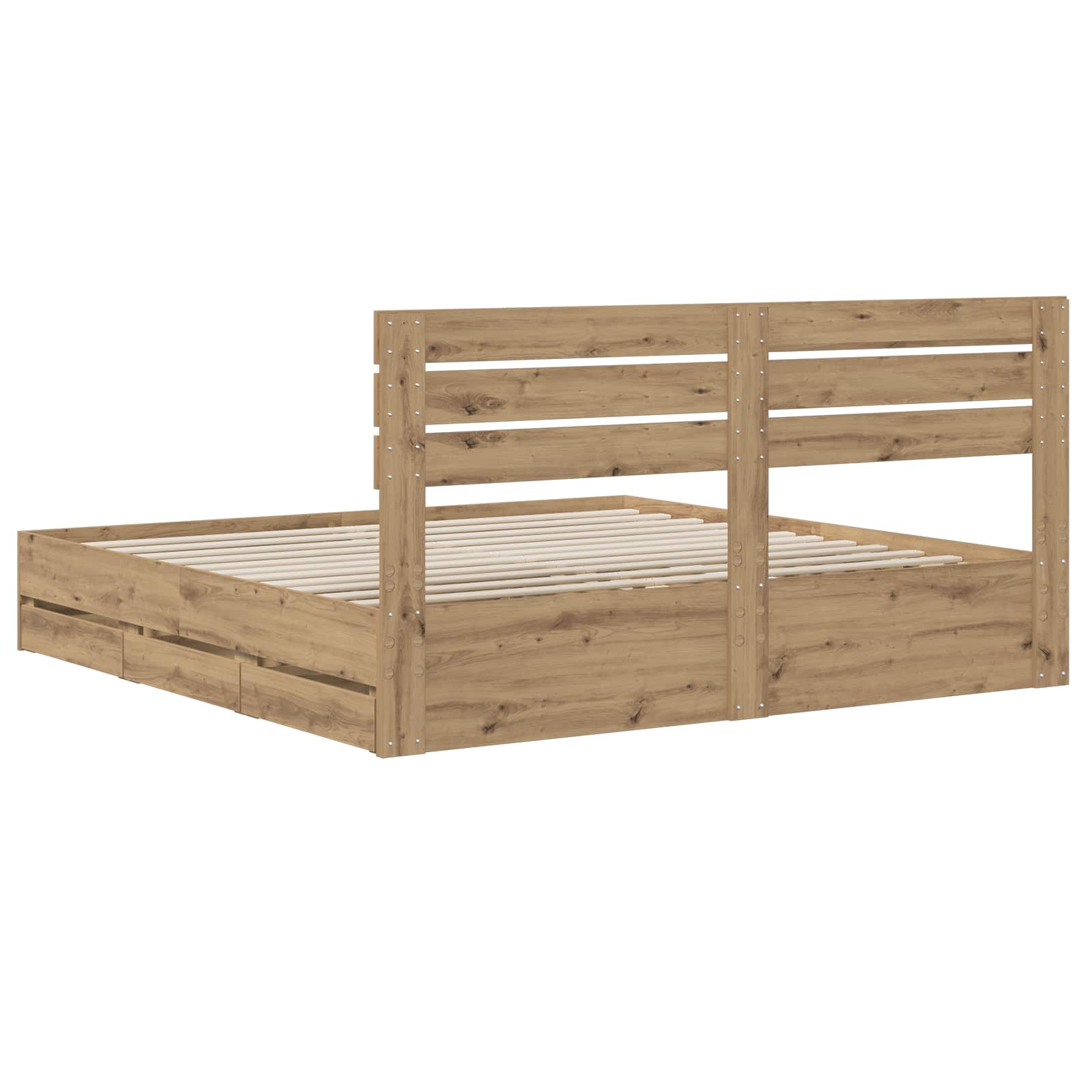 Bed Frame with Storage and Headboard Artisan Oak 180 x 200 cm - Pakobazaar