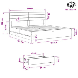 Bed Frame with Storage and Headboard Artisan Oak 180 x 200 cm - Pakobazaar