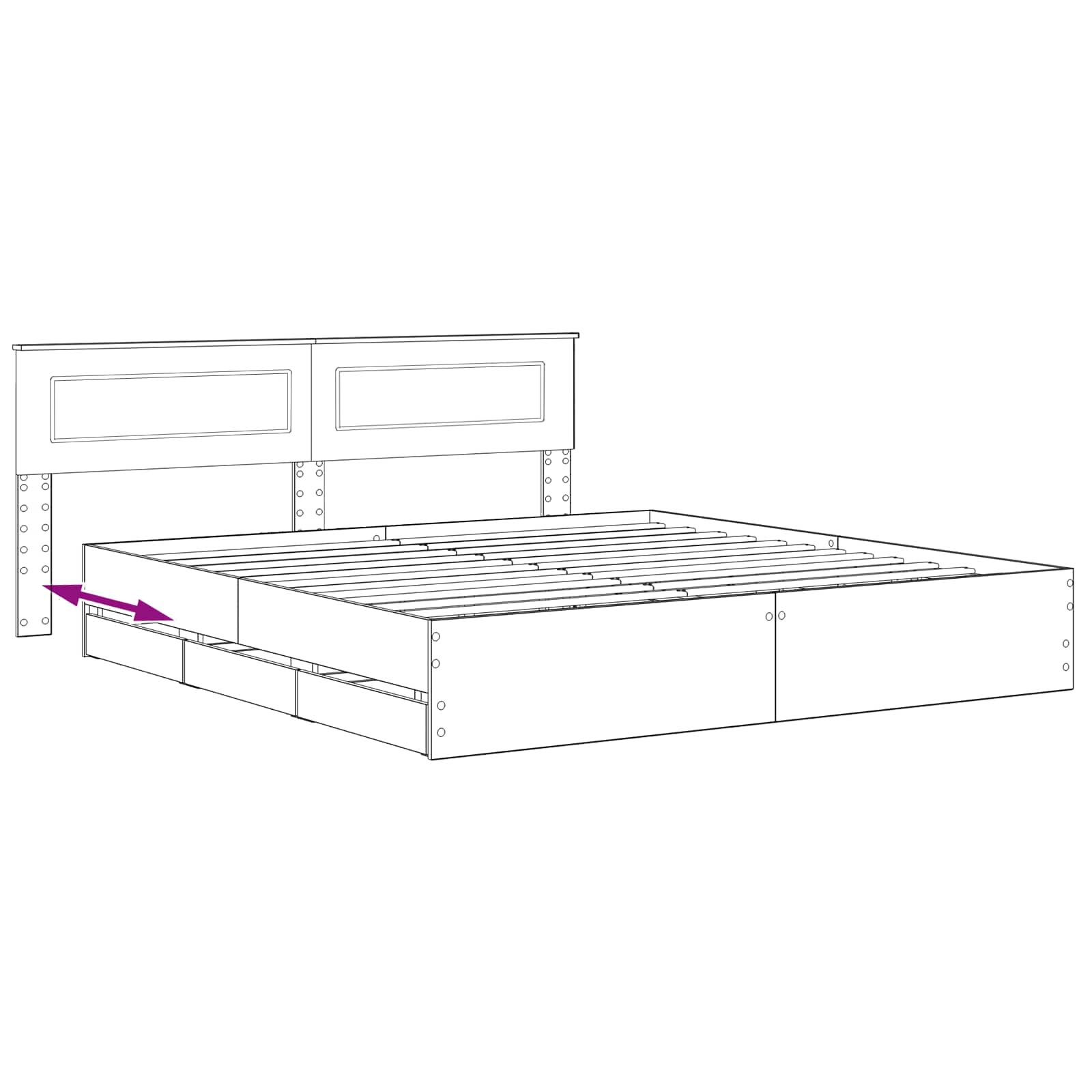 Bed Frame with Storage and Headboard Artisan Oak 180 x 200 cm