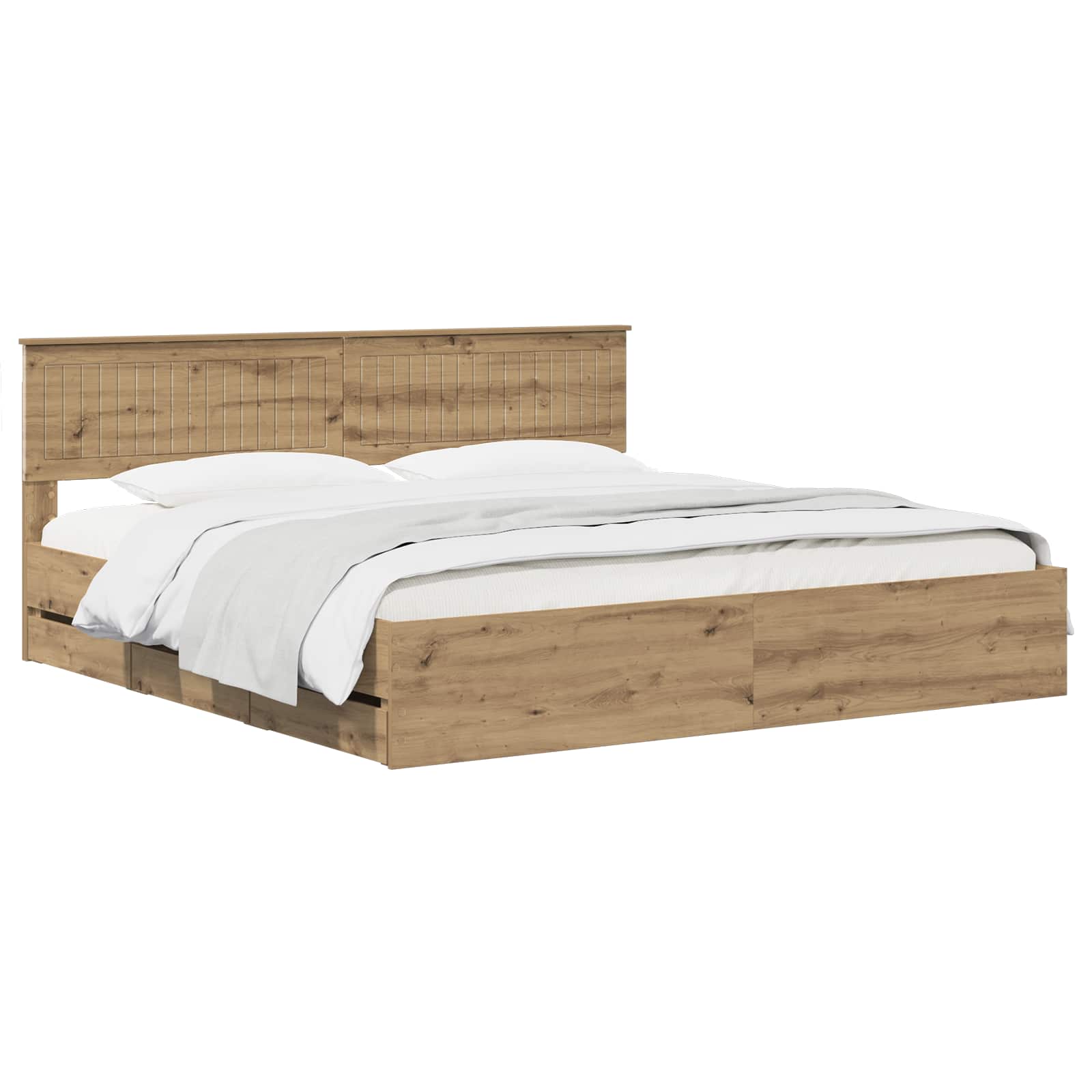 Bed Frame with Storage and Headboard Artisan Oak 180 x 200 cm - Pakobazaar