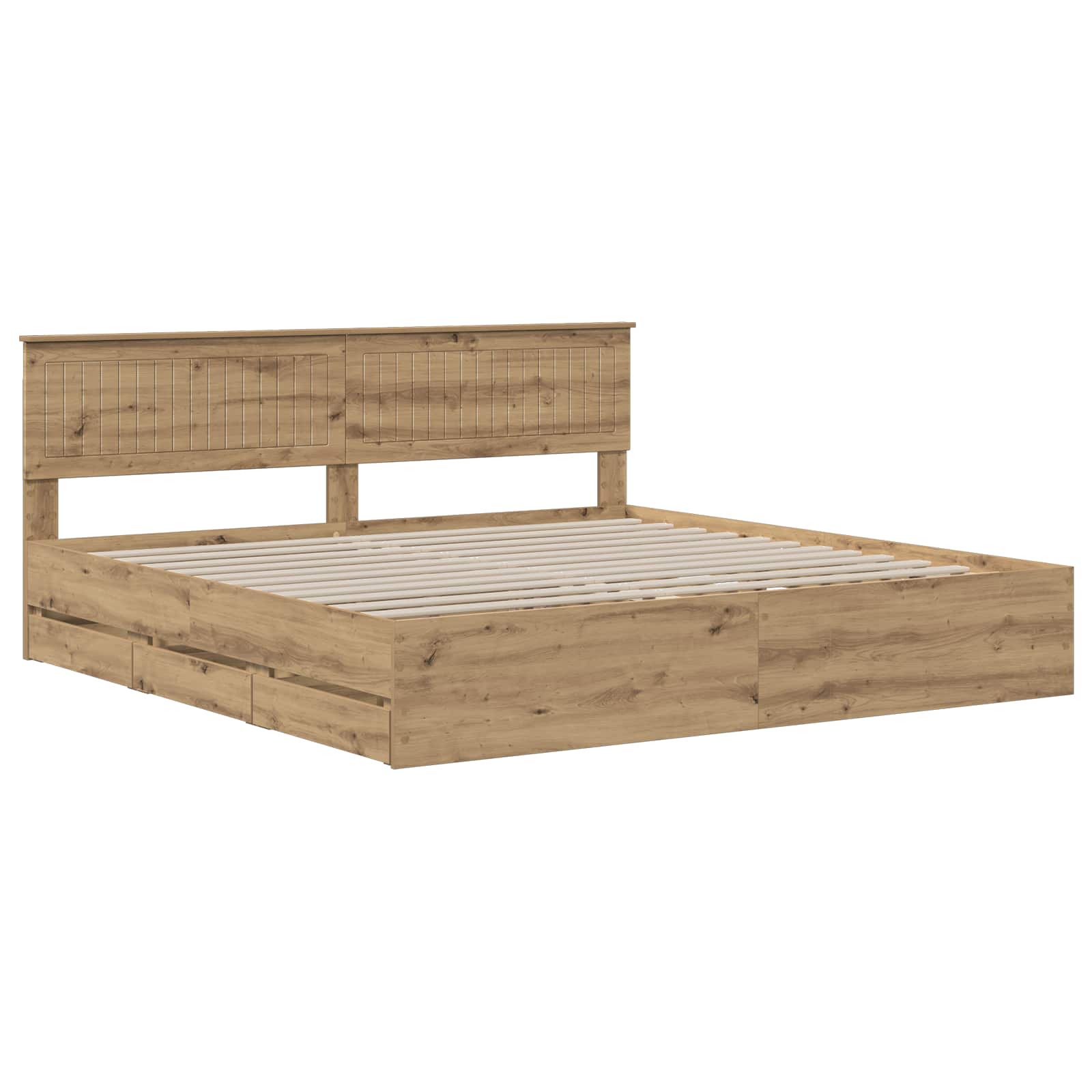 Bed Frame with Storage and Headboard Artisan Oak 180 x 200 cm - Pakobazaar
