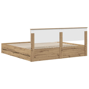 Bed Frame with Storage and Headboard Artisan Oak 180 x 200 cm - Pakobazaar