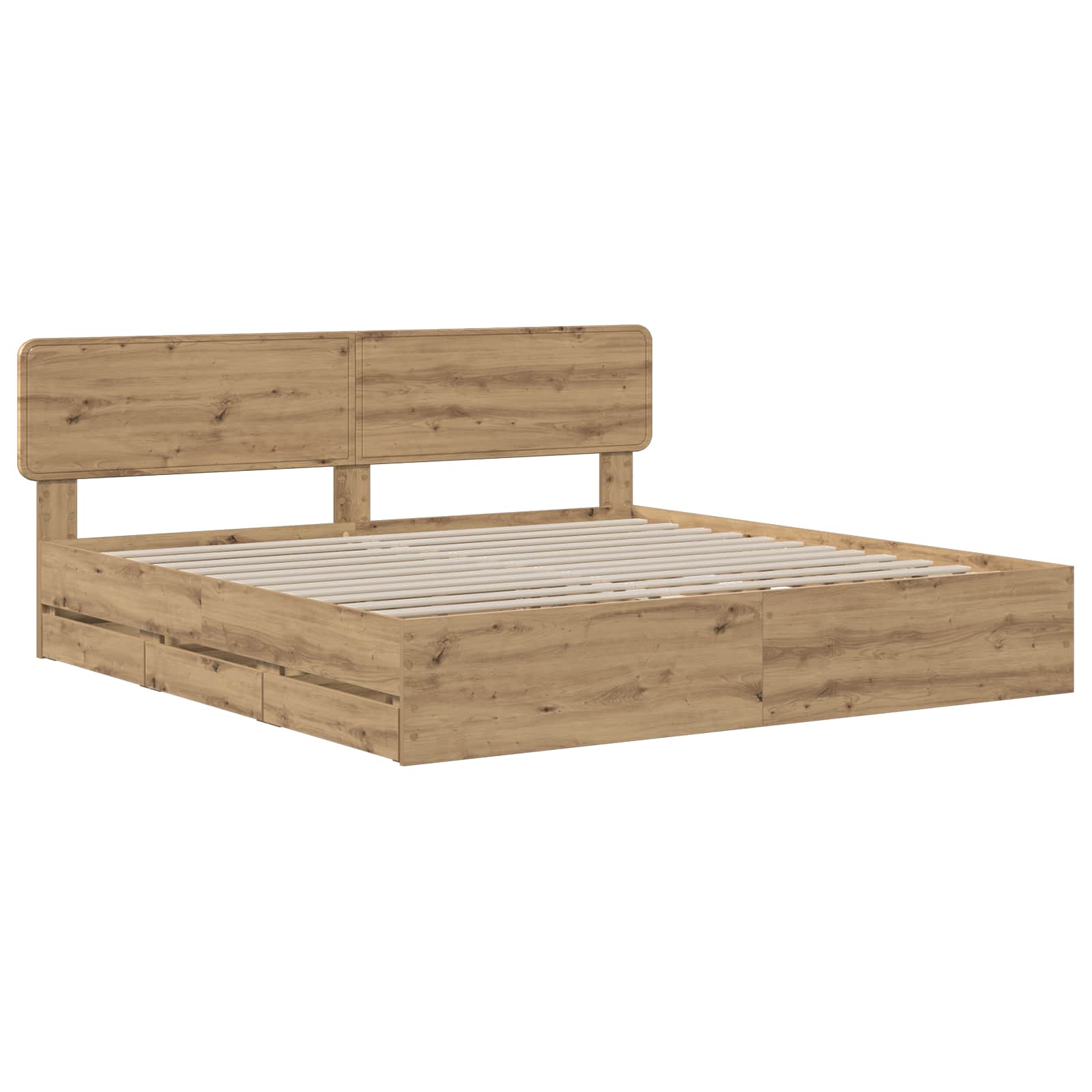 Bed Frame with Storage and Headboard Artisan Oak 180 x 200 cm - Pakobazaar