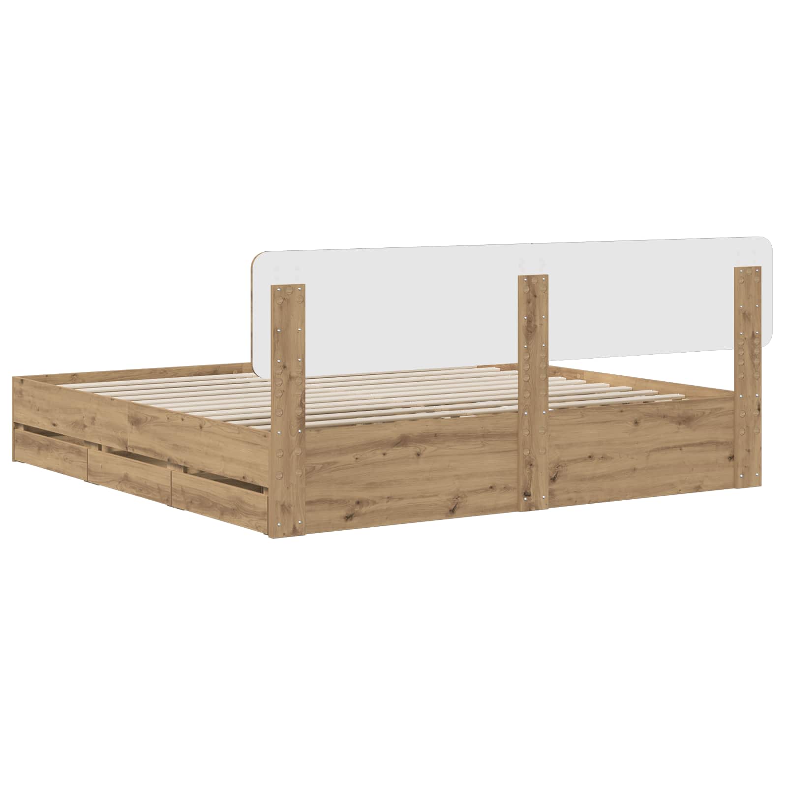 Bed Frame with Storage and Headboard Artisan Oak 180 x 200 cm - Pakobazaar