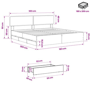Bed Frame with Storage and Headboard Artisan Oak 180 x 200 cm - Pakobazaar