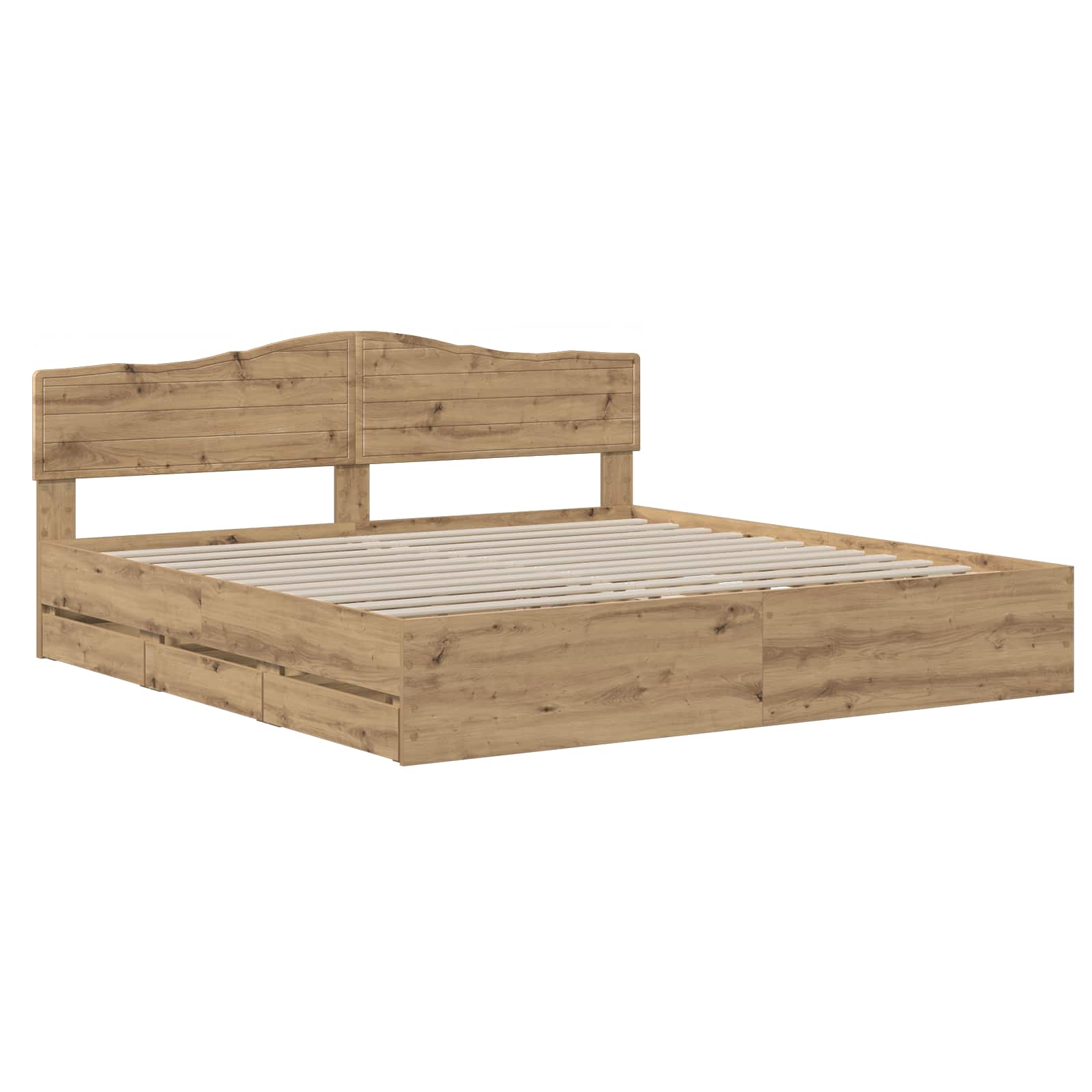 Bed Frame with Storage and Headboard Artisan Oak 180 x 200 cm - Pakobazaar