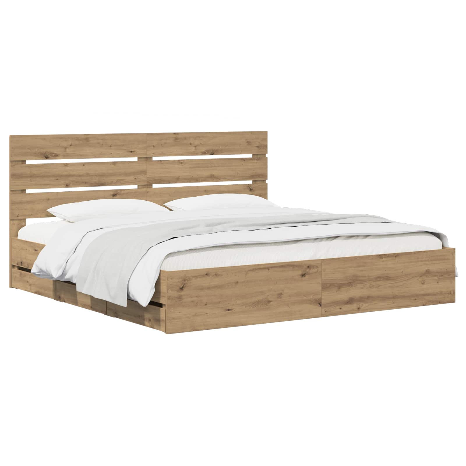 Bed Frame with Storage and Headboard Artisan Oak 180 x 200 cm