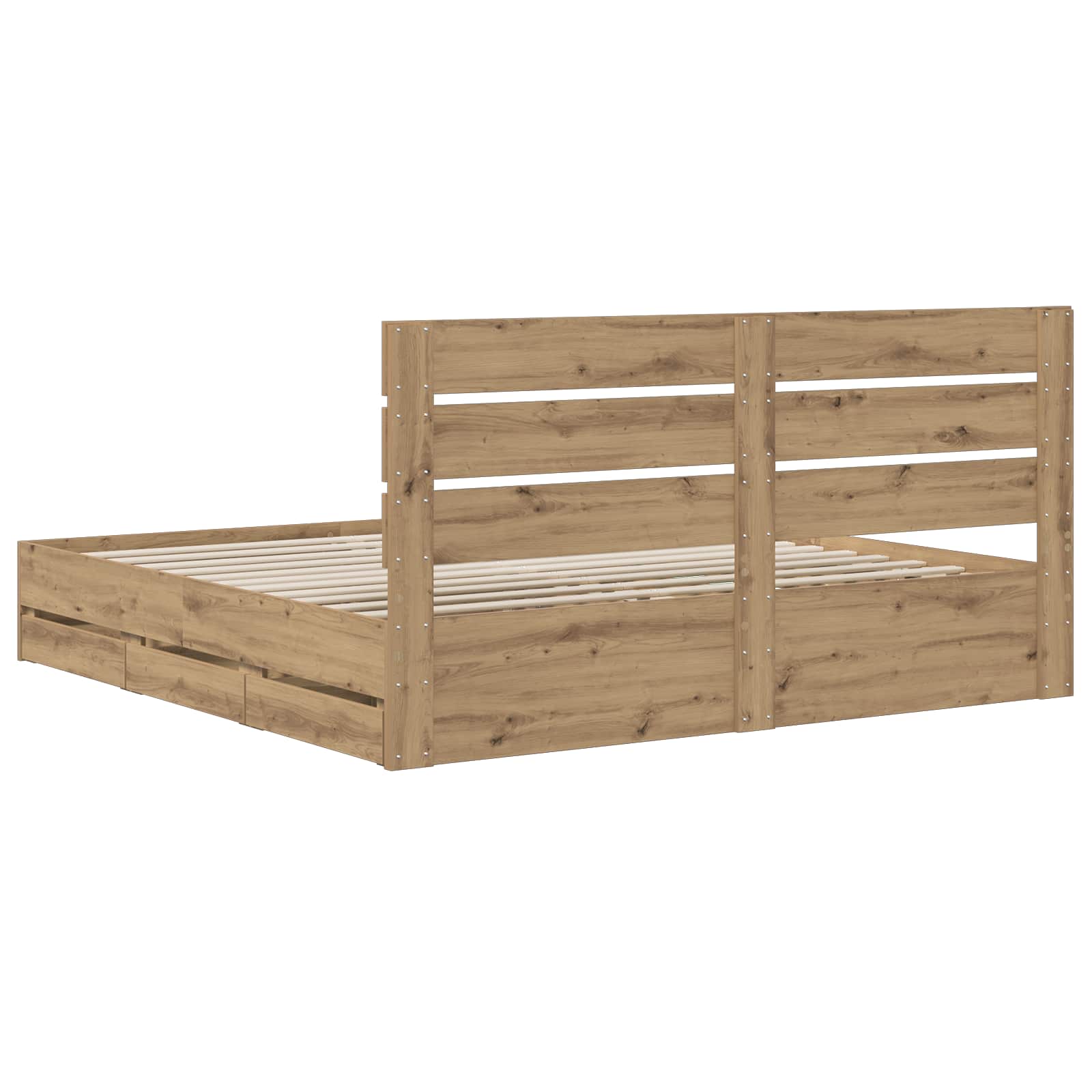 Bed Frame with Storage and Headboard Artisan Oak 180 x 200 cm