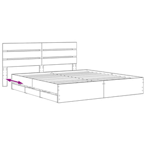 Bed Frame with Storage and Headboard Artisan Oak 180 x 200 cm