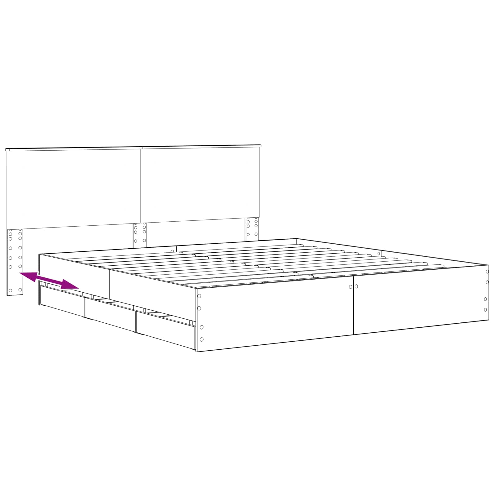 Bed Frame with Storage and Headboard Artisan Oak 180 x 200 cm