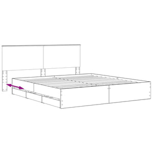 Bed Frame with Storage and Headboard Artisan Oak 180 x 200 cm