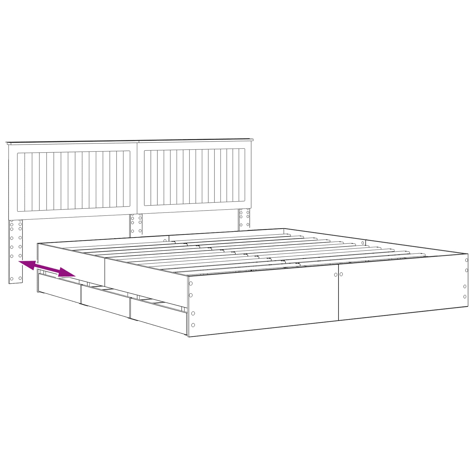 Bed Frame with Storage and Headboard Artisan Oak 180 x 200 cm