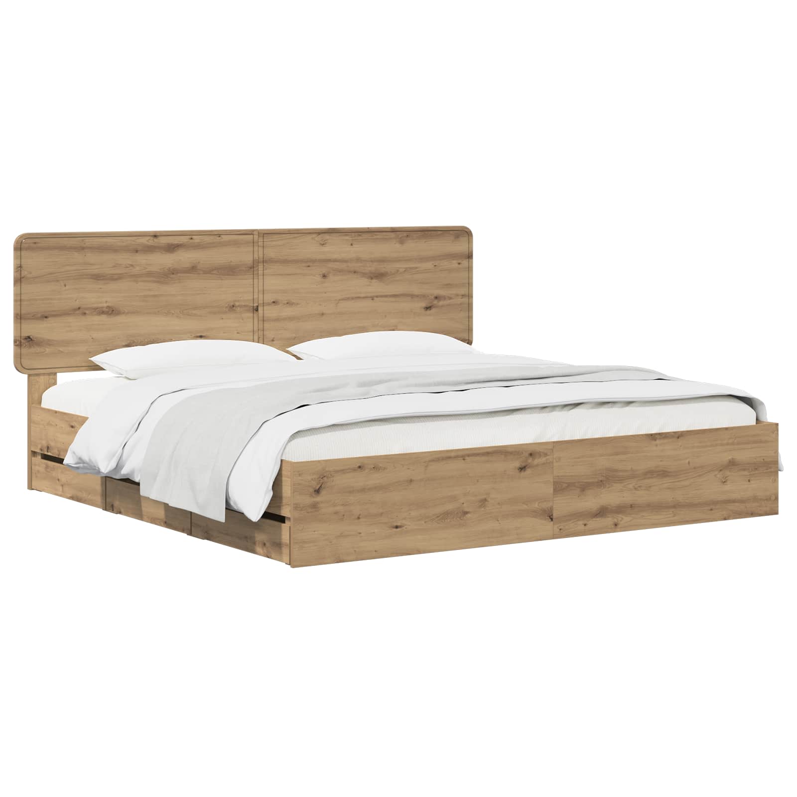 Bed Frame with Storage and Headboard Artisan Oak 180 x 200 cm