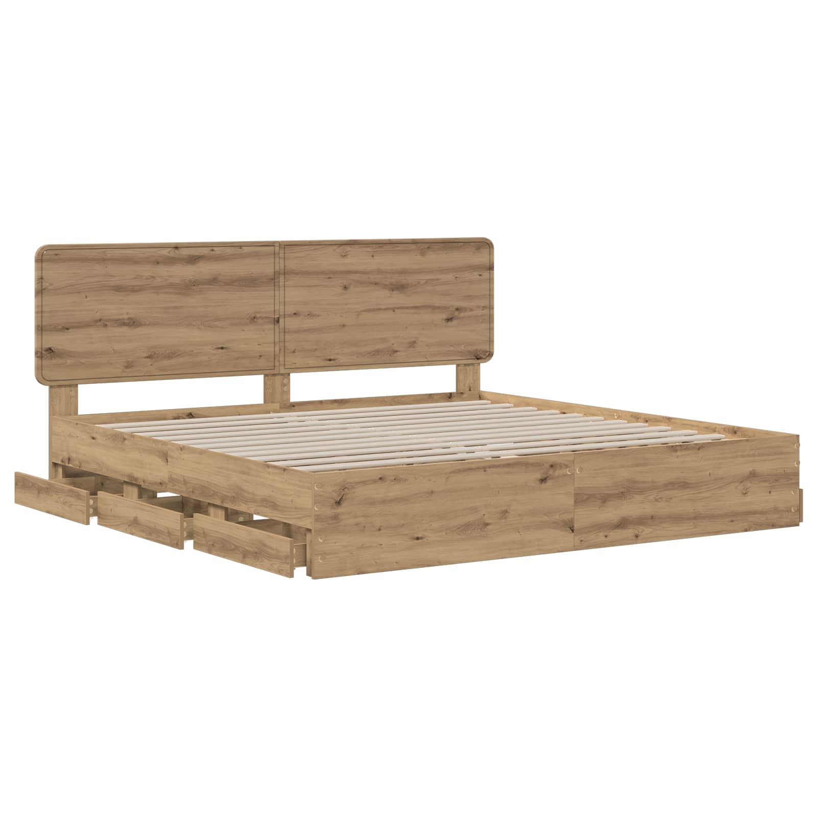 Bed Frame with Storage and Headboard Artisan Oak 180 x 200 cm