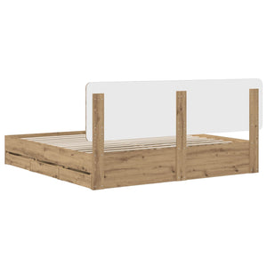 Bed Frame with Storage and Headboard Artisan Oak 180 x 200 cm