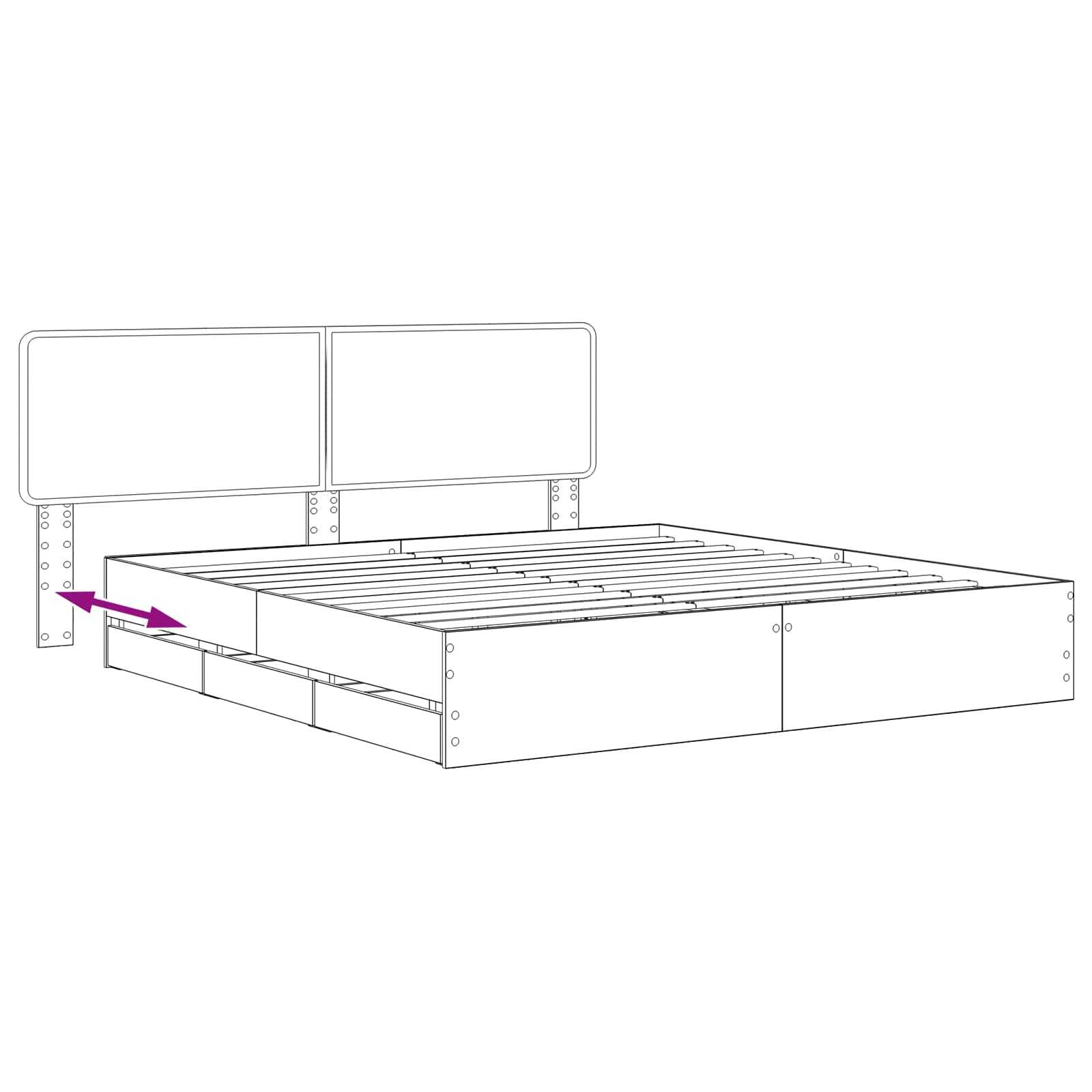 Bed Frame with Storage and Headboard Artisan Oak 180 x 200 cm