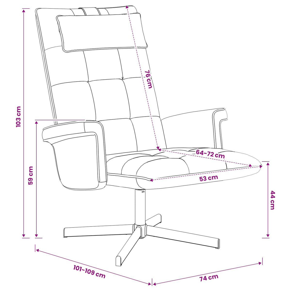 Περιστρεφόμενη καρέκλα Μαύρο Τεχνητό Δέρμα - Pakobazaar