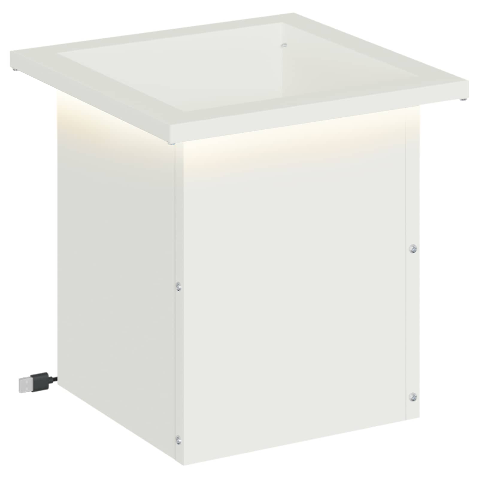 Ζαρντινιέρα κήπου με LED Λευκό 30 x 30 x 30 cm Ατσάλι - Pakobazaar