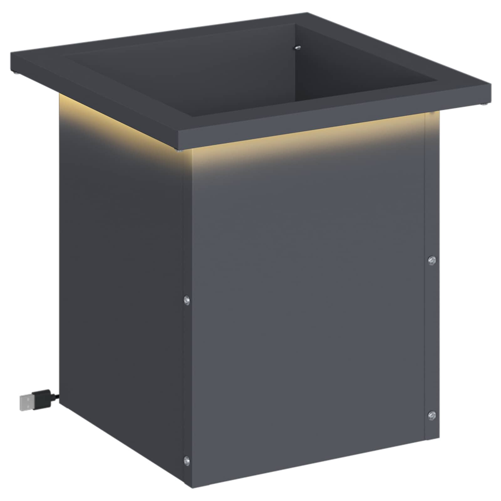 Ζαρντινιέρα κήπου με LED Ανθρακί 30 x 30 x 30 cm Ατσάλι - Pakobazaar