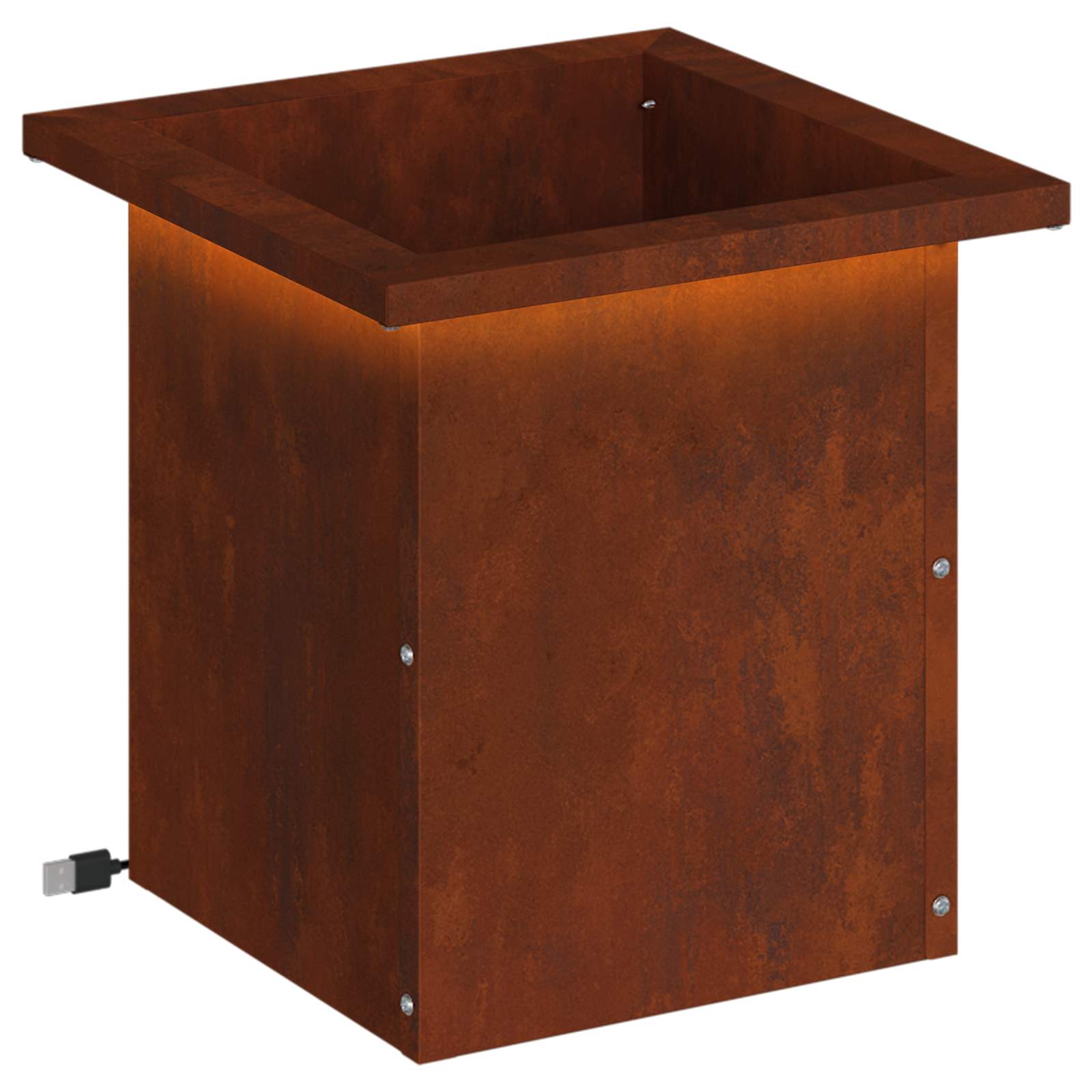 Ζαρντινιέρα κήπου με LED Σκ rusty 30 x 30 x 30 cm