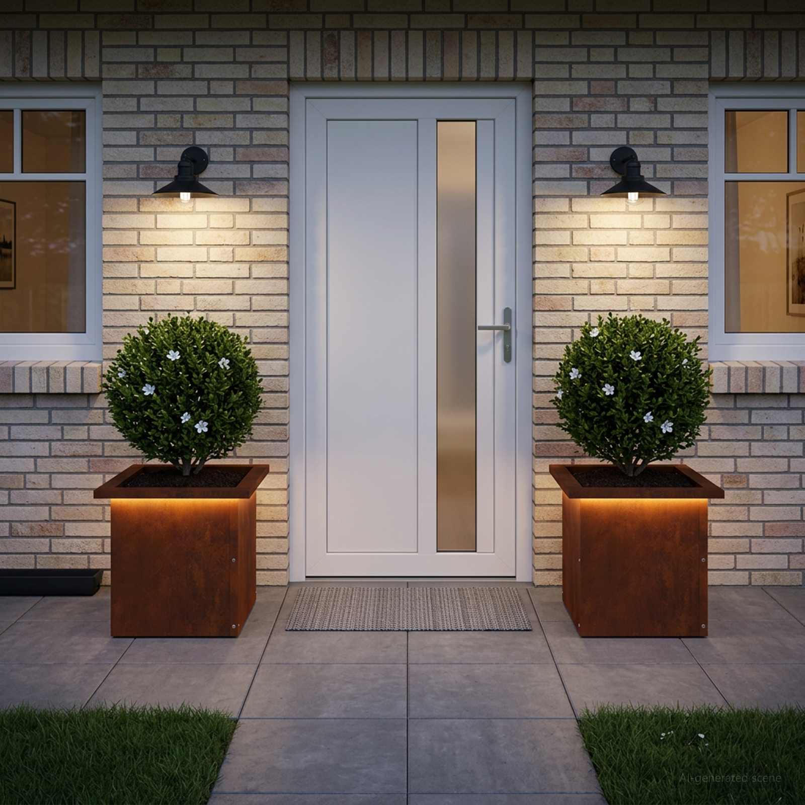 Ζαρντινιέρα κήπου με LED 2 τμχ. Σκ rusty 30 x 30 x 30 cm - Pakobazaar