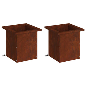 Ζαρντινιέρα κήπου με LED 2 τμχ. Σκ rusty 30 x 30 x 30 cm - Pakobazaar