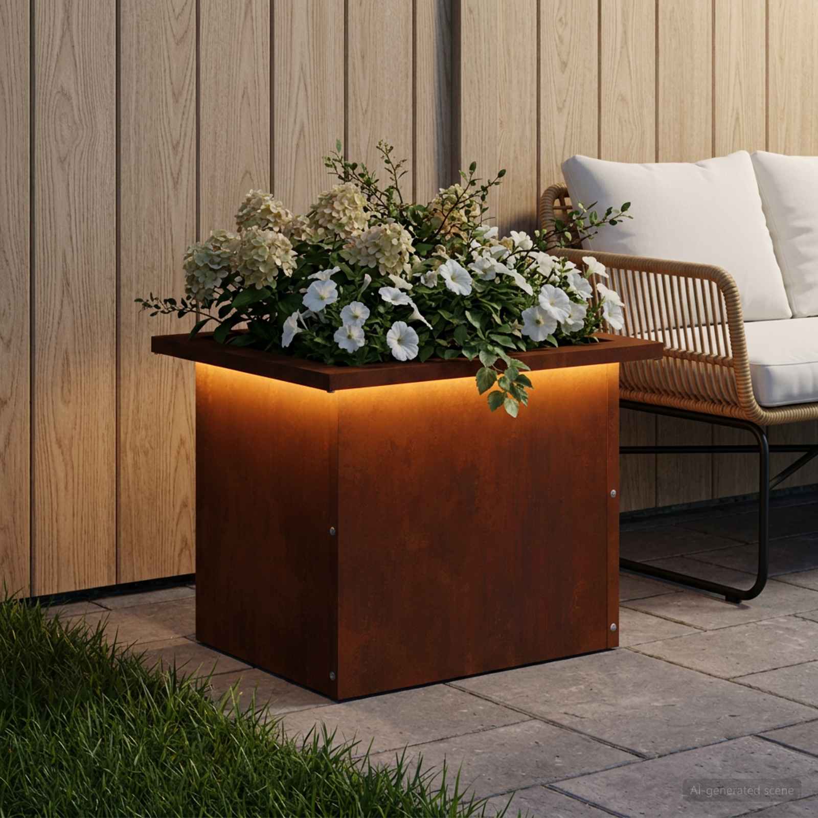Ζαρντινιέρα κήπου με LED Σκ rusty 30 x 40 x 30 εκ. - Pakobazaar
