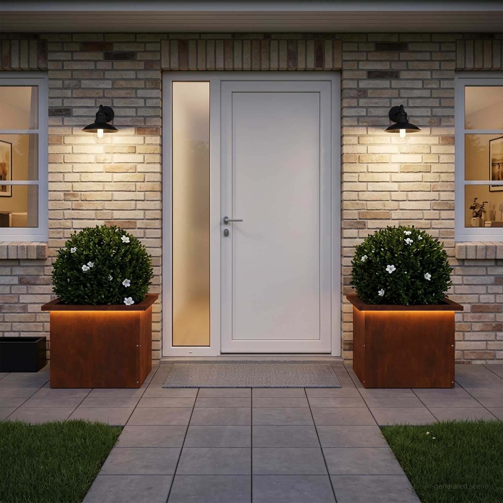 Ζαρντινιέρα κήπου με LED 2 τμχ. Σκ rusty 30 × 40 × 30 εκ