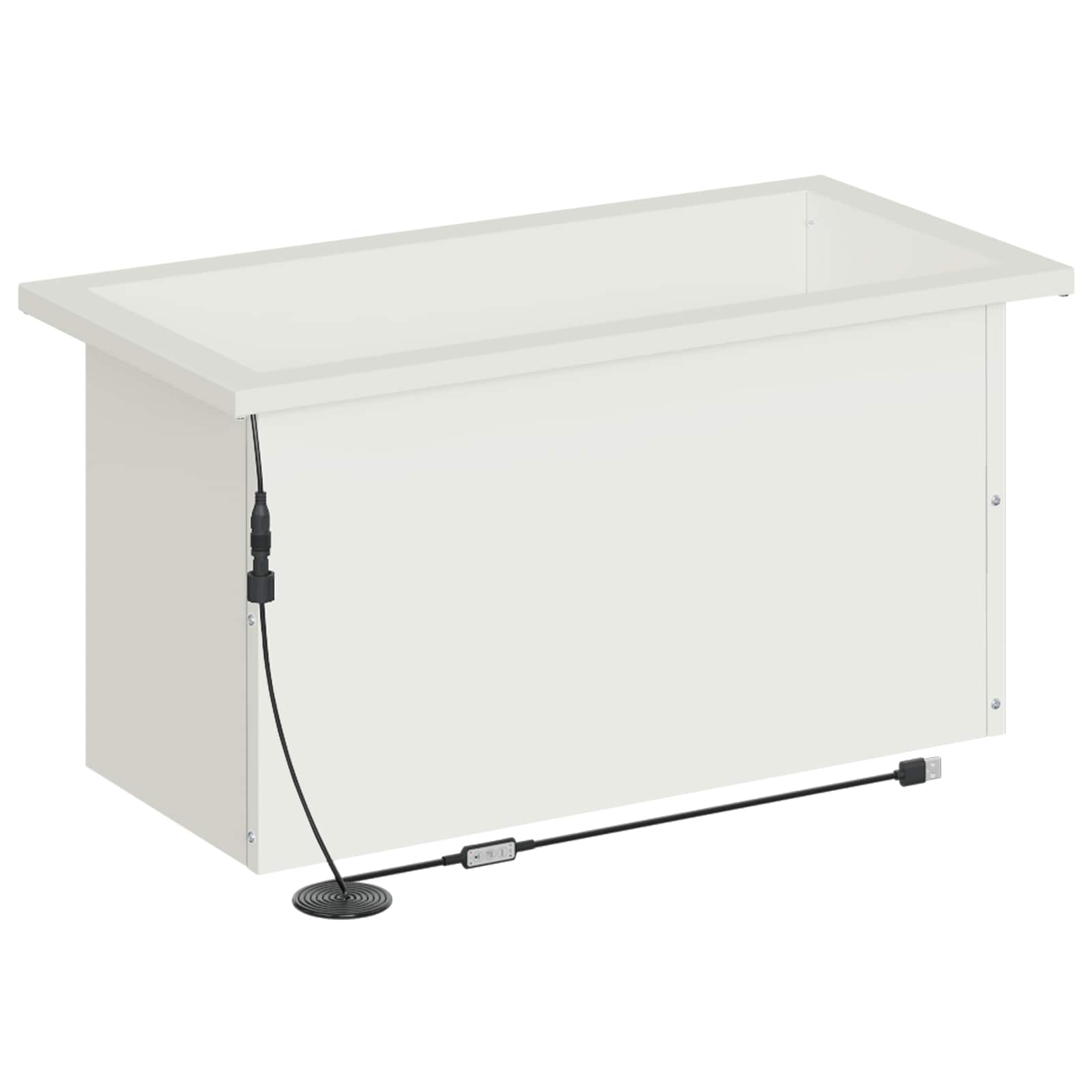 Ζαρντινιέρα κήπου με LED Λευκό 30 × 60 × 30 εκ Ατσάλι - Pakobazaar