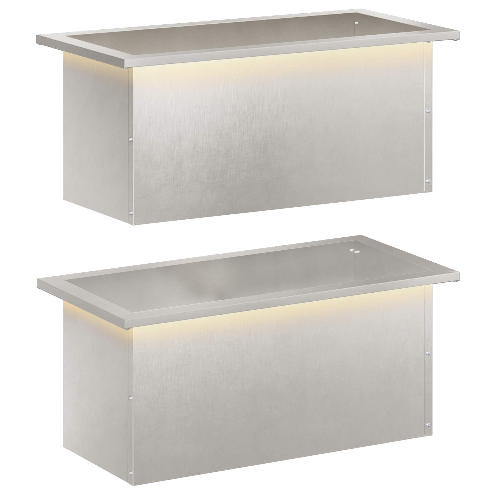 Ζαρντινιέρα κήπου με LED 2 τμχ. Ασημί 30 x 60 x 30 εκ. - Pakobazaar