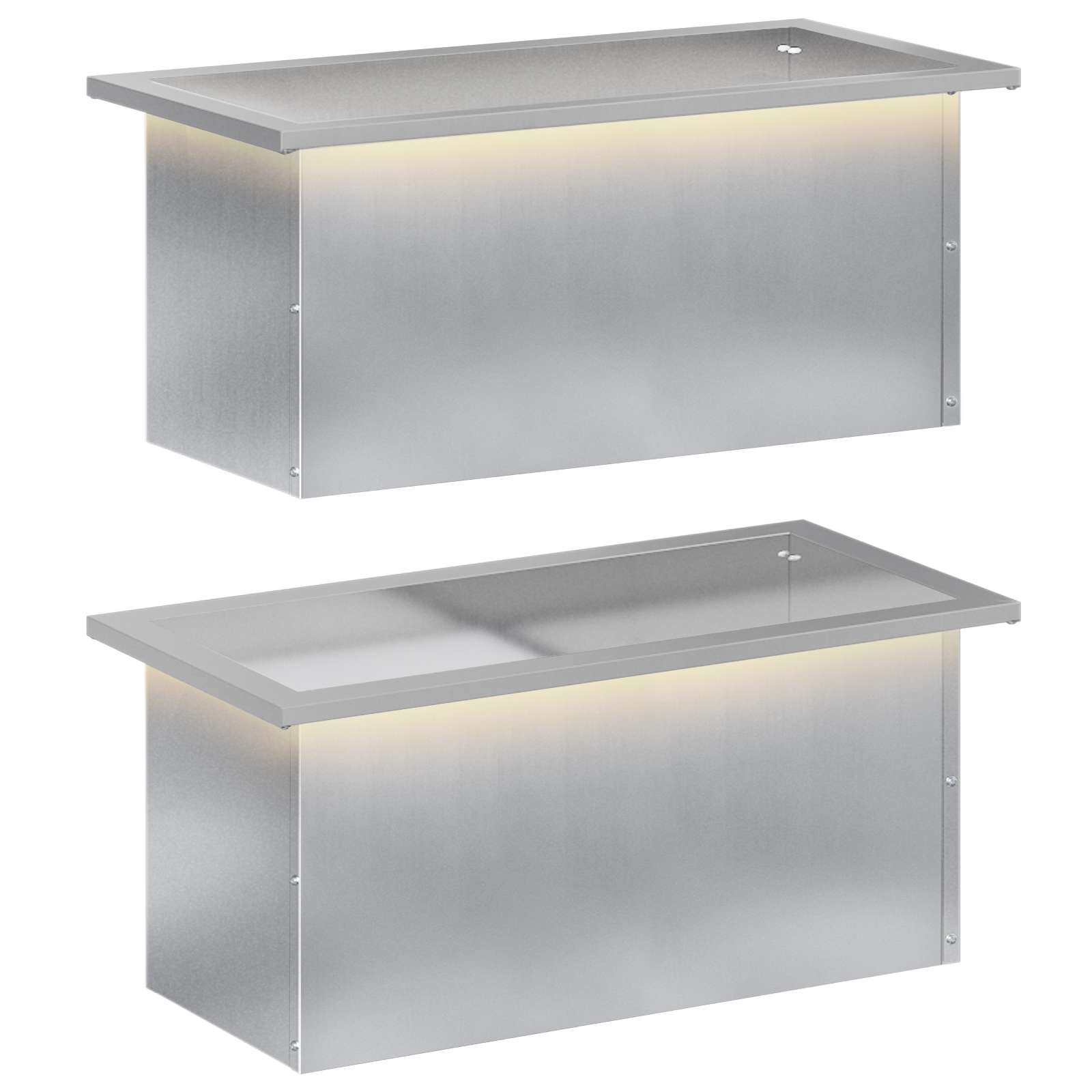 Ζαρντινιέρα κήπου με LED 2 τμχ. Ασημί 30 × 60 × 30 εκ - Pakobazaar