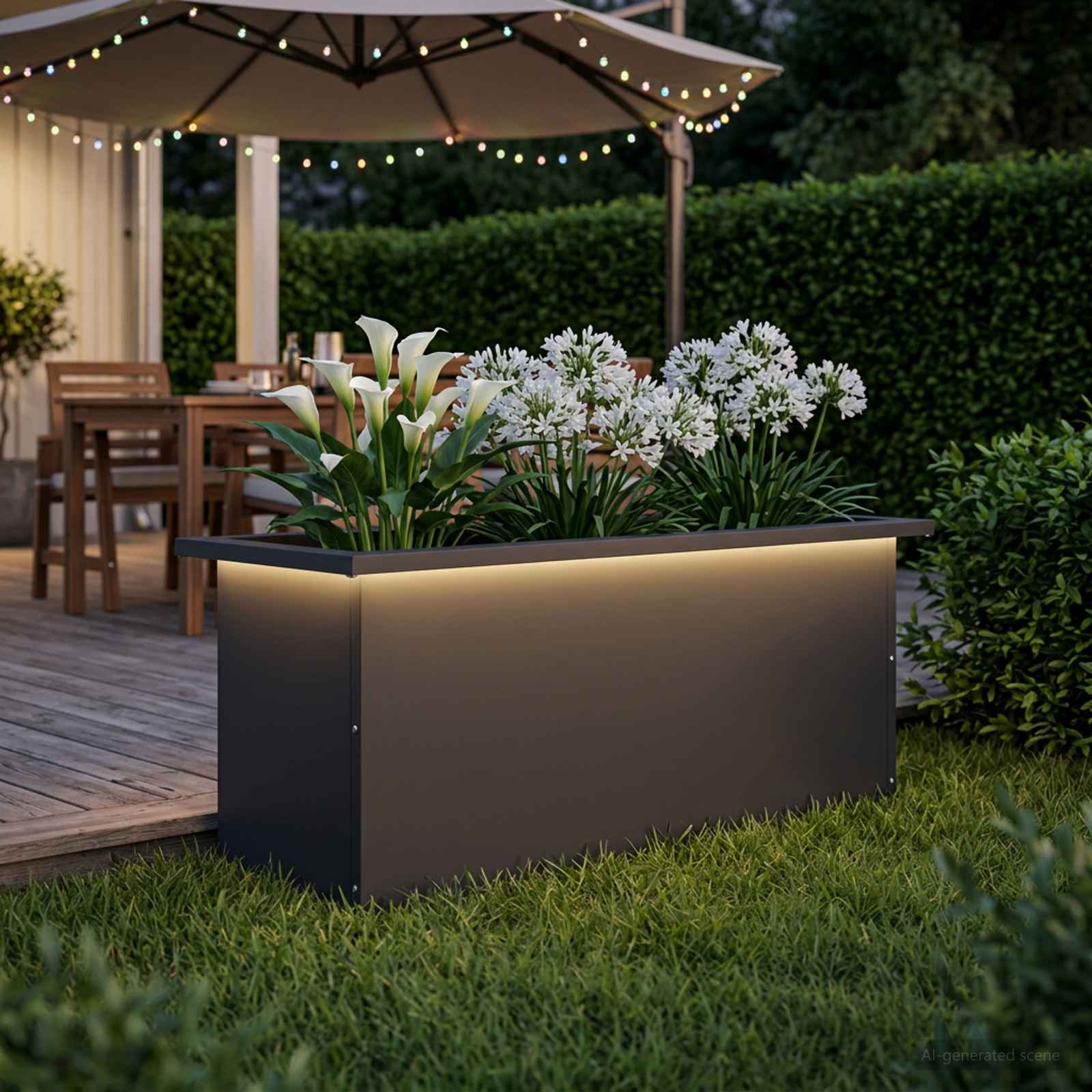 Ζαρντινιέρα κήπου με LED Μαύρο 30 x 80 x 30 εκ Ατσάλι - Pakobazaar