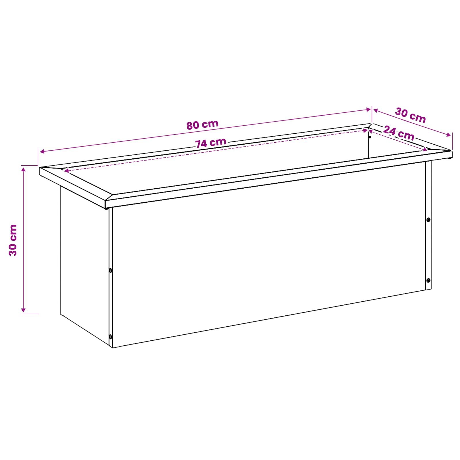 Ζαρντινιέρα κήπου με LED Λευκό 30 x 80 x 30 εκ Ατσάλι - Pakobazaar