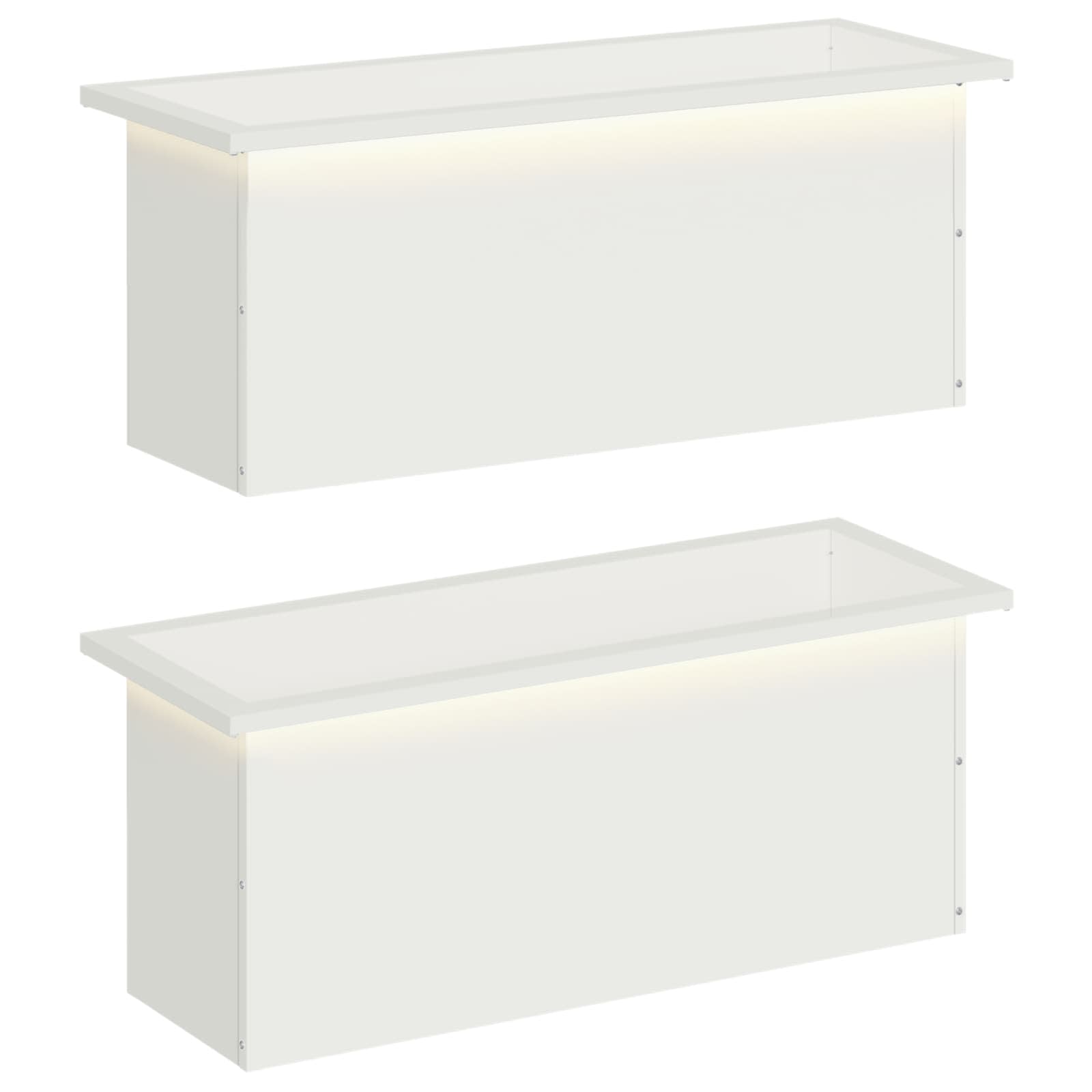 Ζαρντινιέρα κήπου με LED 2 τμχ. Λευκό 30 x 80 x 30 εκ. Ατσάλι