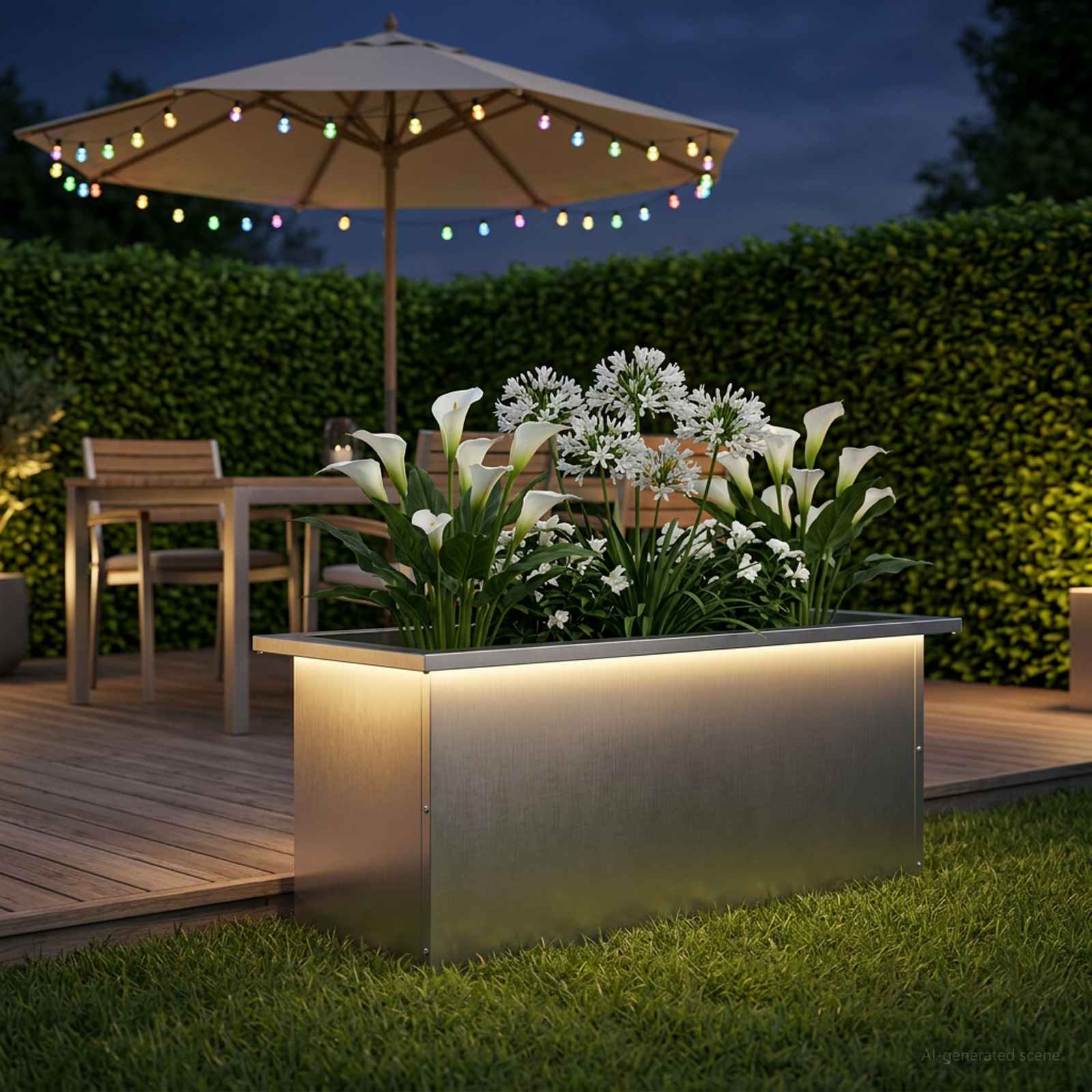 Ζαρντινιέρα κήπου με LED Ασημί 30 x 80 x 30 εκ - Pakobazaar