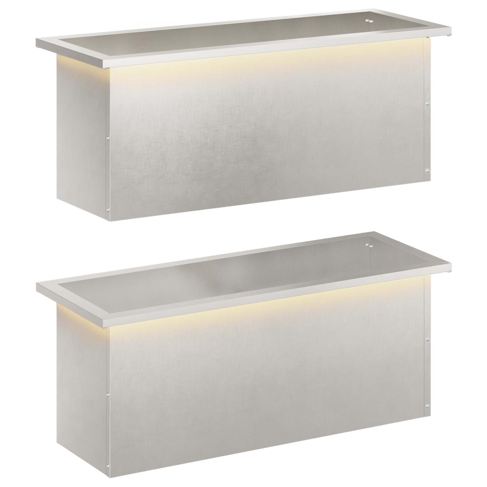 Ζαρντινιέρα κήπου με LED 2 τμχ. Ασημί 30 x 80 x 30 εκ. - Pakobazaar