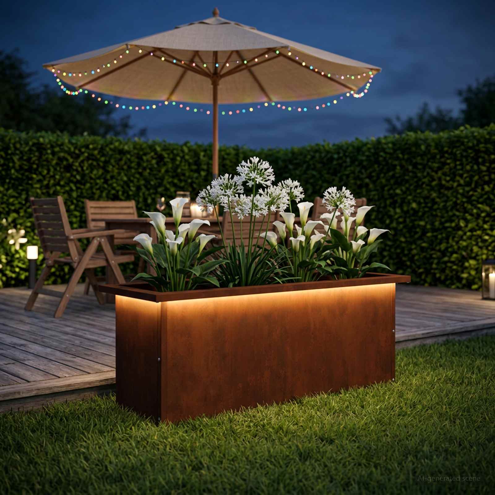 Ζαρντινιέρα κήπου με LED Σκ rusty 30 x 80 x 30 εκ - Pakobazaar