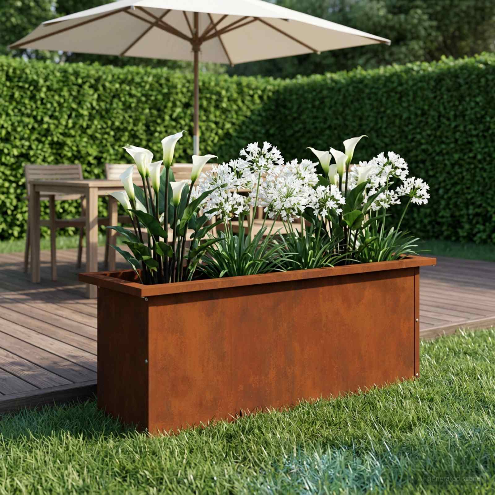 Ζαρντινιέρα κήπου με LED Σκ rusty 30 x 80 x 30 εκ - Pakobazaar